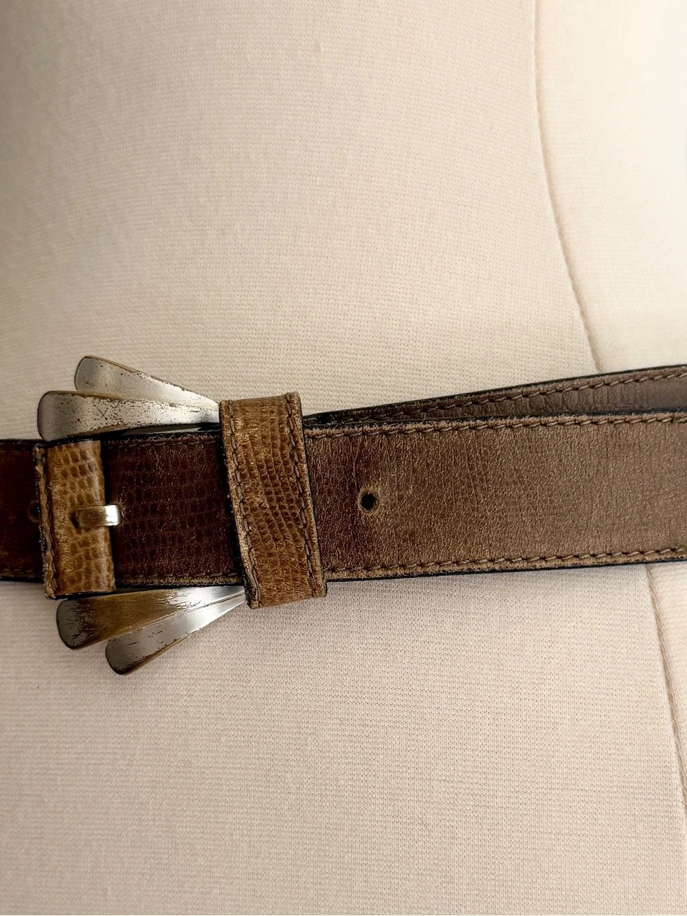 Vintage 80s Gianni Versace Brown Leather Belt Made in Italy
